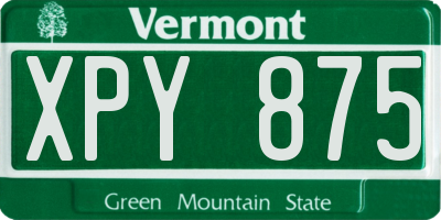 VT license plate XPY875