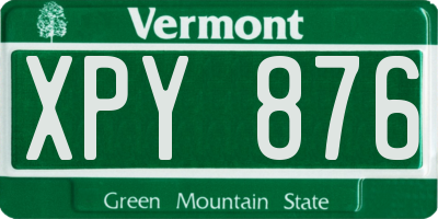 VT license plate XPY876