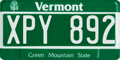VT license plate XPY892