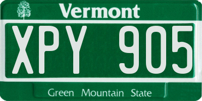 VT license plate XPY905