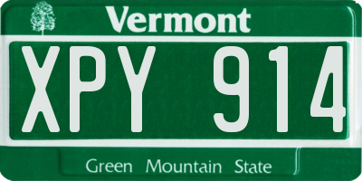 VT license plate XPY914