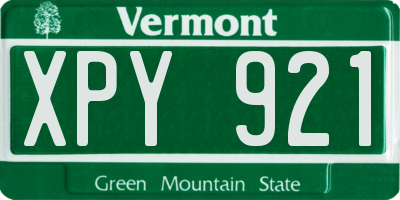 VT license plate XPY921