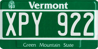 VT license plate XPY922