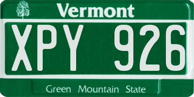 VT license plate XPY926