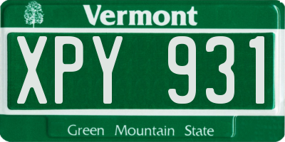 VT license plate XPY931