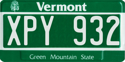 VT license plate XPY932