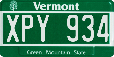 VT license plate XPY934
