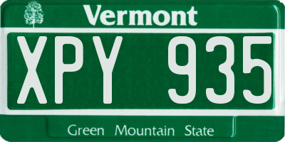 VT license plate XPY935