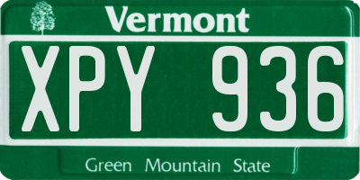 VT license plate XPY936
