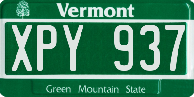 VT license plate XPY937