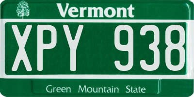 VT license plate XPY938