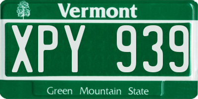 VT license plate XPY939