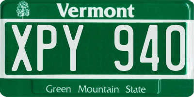 VT license plate XPY940