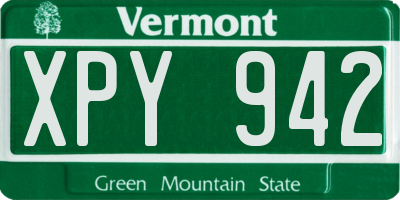 VT license plate XPY942