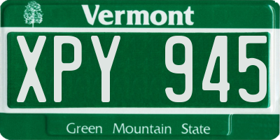 VT license plate XPY945