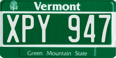 VT license plate XPY947