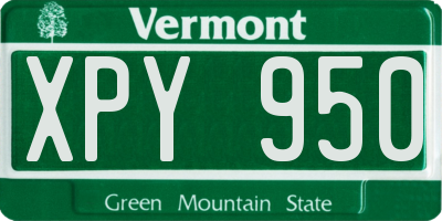 VT license plate XPY950