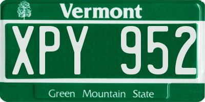 VT license plate XPY952