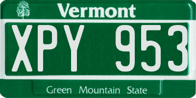 VT license plate XPY953