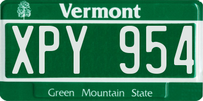 VT license plate XPY954