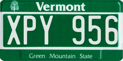 VT license plate XPY956