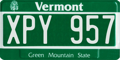 VT license plate XPY957