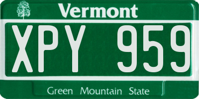 VT license plate XPY959