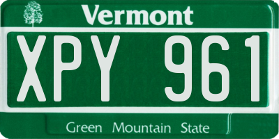 VT license plate XPY961