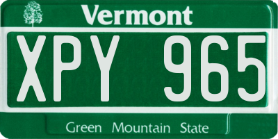 VT license plate XPY965