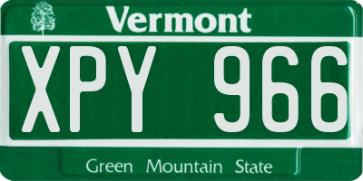 VT license plate XPY966