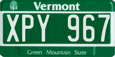 VT license plate XPY967