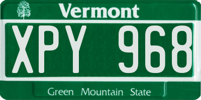 VT license plate XPY968