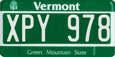 VT license plate XPY978