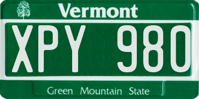 VT license plate XPY980