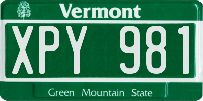 VT license plate XPY981