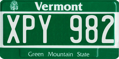 VT license plate XPY982
