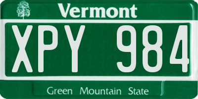 VT license plate XPY984