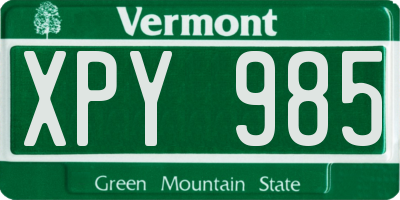 VT license plate XPY985