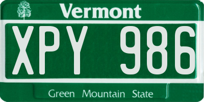 VT license plate XPY986