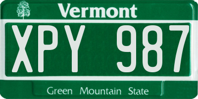 VT license plate XPY987