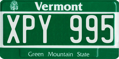 VT license plate XPY995