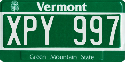 VT license plate XPY997