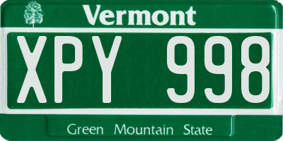 VT license plate XPY998