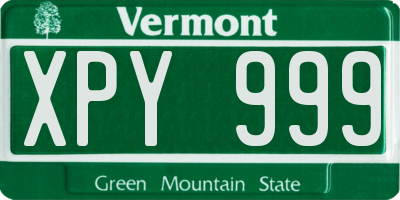 VT license plate XPY999