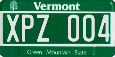 VT license plate XPZ004