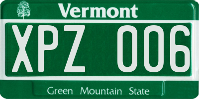 VT license plate XPZ006
