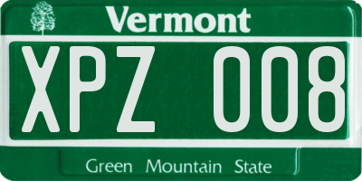 VT license plate XPZ008