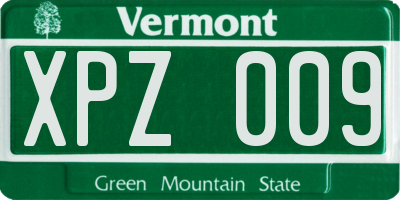 VT license plate XPZ009