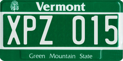 VT license plate XPZ015
