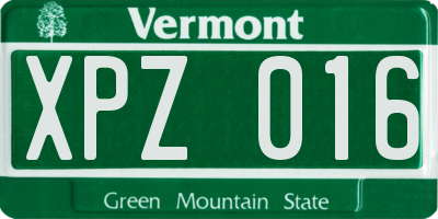 VT license plate XPZ016